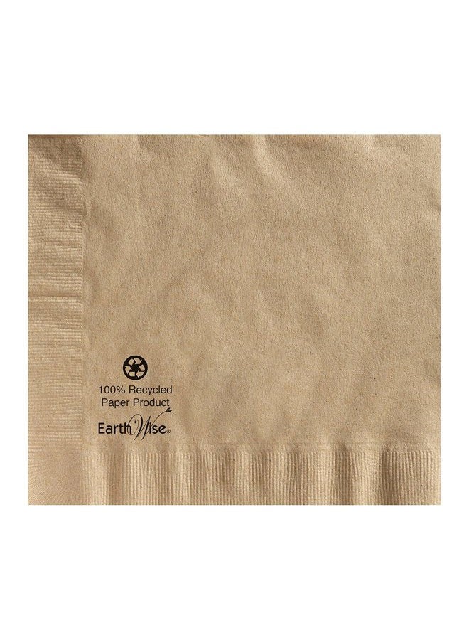 180435 Earth Wise Kraft Dinner Napkin, 2 Ply, 1/4 Fold, 17" x 17", Natural (Packs of 1200)