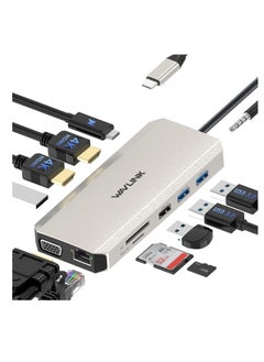 Generic Wavelink USB C Hub Charging Dock 12 in 1 Triple Display Dual Display with 2 HDMI VGA 100W PD Ethernet 5 Audio SD/TF Card Reader for Mac/Dell/Acer/HP/Asus/Steam Deck/ROG Ali/Lenovo Laptop  - Image 1