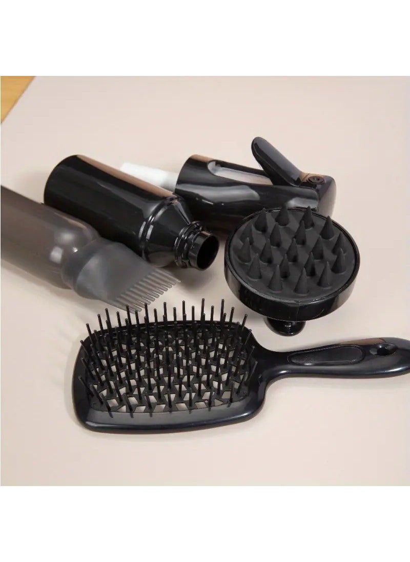 Gaman - 4 Piece Hair Care Set, Silicone Massage Brush, Oil Application Bottle, Comb, Spray Bottle - Image 1