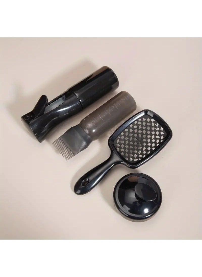 Gaman - 4 Piece Hair Care Set, Silicone Massage Brush, Oil Application Bottle, Comb, Spray Bottle - Image 1