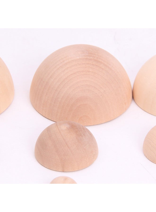 Direct Wooden Solid Hemisphere DIY Solid Wood Hemisphere Painted Semicircle Ball Lotus Beech Board Game Accessories-Color:30mm-Specifications:0.8cm-9cm  - Image 5