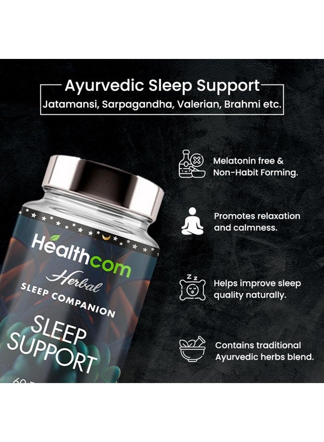 Healthcom Ayurvedic Sleep Support 60 Tablets Pack for Men & Women | Stress Relief Helps in Restful Sleep | Non-Habit Forming | Relaxation Blends with Traditional Herbs - Image 4
