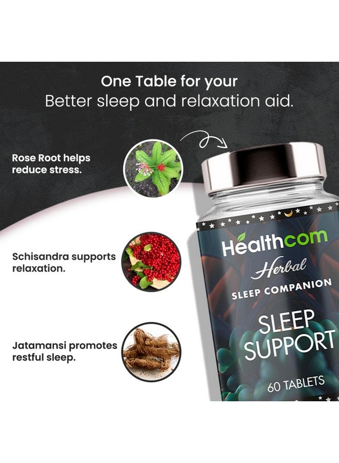 Healthcom Ayurvedic Sleep Support 60 Tablets Pack for Men & Women | Stress Relief Helps in Restful Sleep | Non-Habit Forming | Relaxation Blends with Traditional Herbs - Image 2