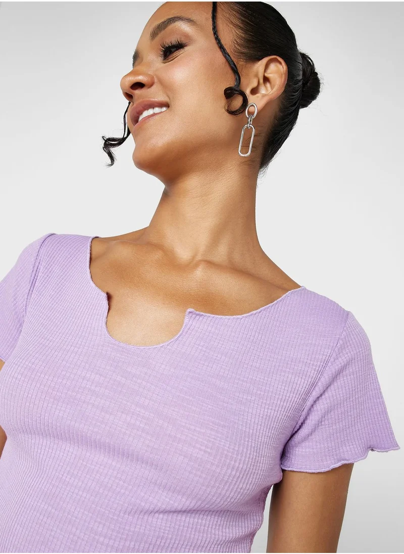 Ginger Lettuce Detail Cropped Tshirt