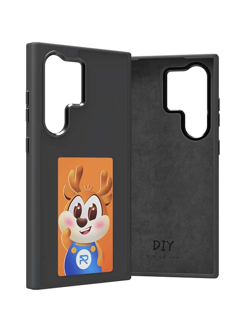 عام جراب ذكي لهاتف Samsung Galaxy S24 Ultra مزود بتقنية NFC Transmit وأغطية حبر للهاتف بأربعة ألوان وشاشة حبر إلكتروني ووظيفة DIY لهاتف Galaxy وأغطية هواتف كرتونية للأولاد والبنات (أسود، Samsung Galaxy S24 Ultra) - Image 1
