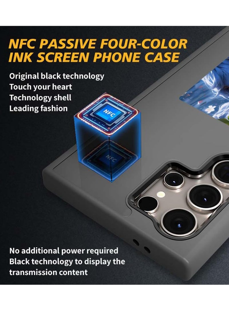 عام جراب ذكي لهاتف Samsung Galaxy S24 Ultra مزود بتقنية NFC Transmit وأغطية حبر للهاتف بأربعة ألوان وشاشة حبر إلكتروني ووظيفة DIY لهاتف Galaxy وأغطية هواتف كرتونية للأولاد والبنات (أسود، Samsung Galaxy S24 Ultra) - Image 3