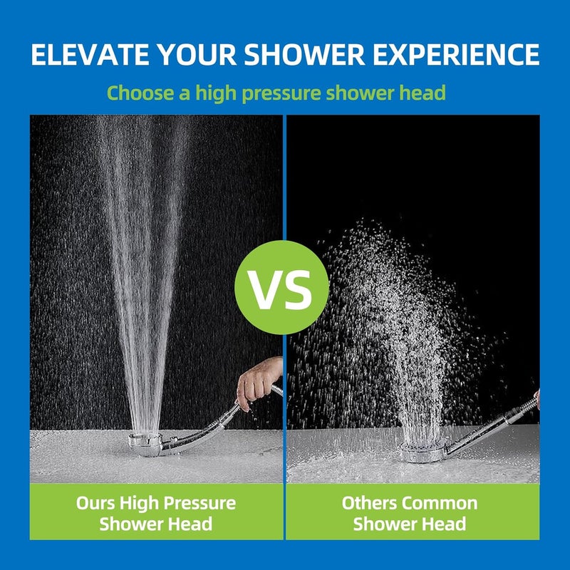 VRQUB High Pressure Handheld Shower Head with ON/OFF Pause Switch 3 Spray Modes Water Saving High Pressure Shower Heads,Detachable Showerhead Equipped - Image 1