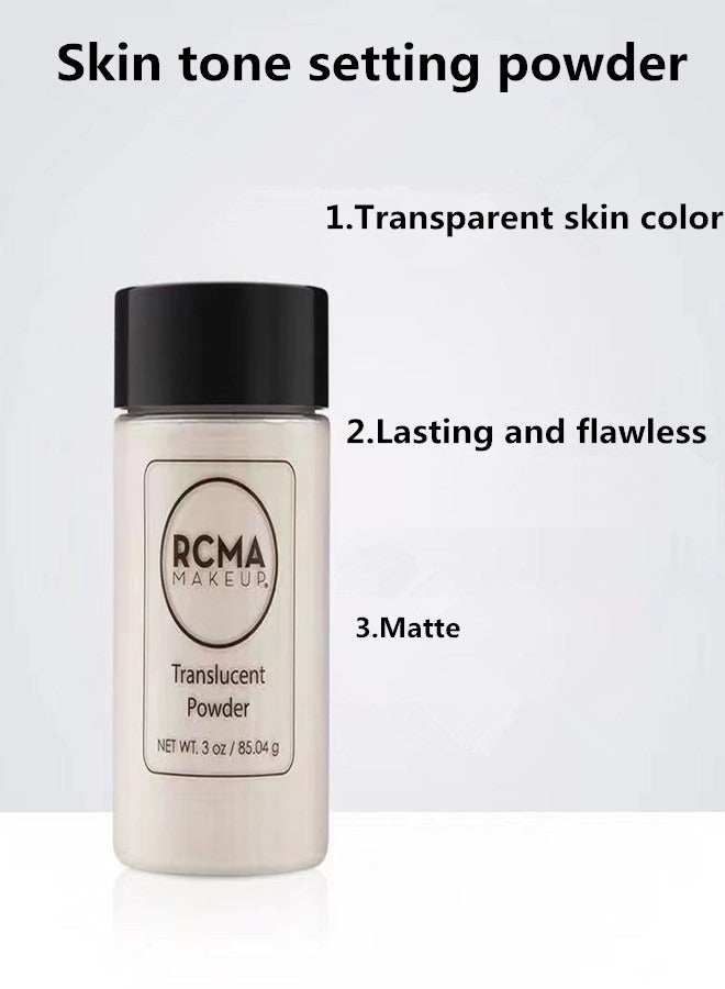 RCMA ميك أب بودرة سائبة شفافة، بودرة ضبط الزيت، خافي عيوب يدوم طويلاً، مقاوم للماء، مقاوم للعرق، غير قابل للإزالة، مكياج غير لامع للنساء - Image 2