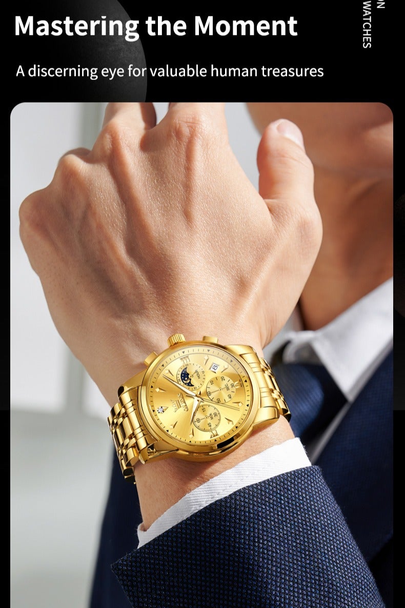 أوليفز ساعات OLEVS للرجال، ساعة أنيقة من الفولاذ المقاوم للصدأ، كوارتز، كرونوغراف، مقاومة للماء، مضيئة، 3639 - Image 4