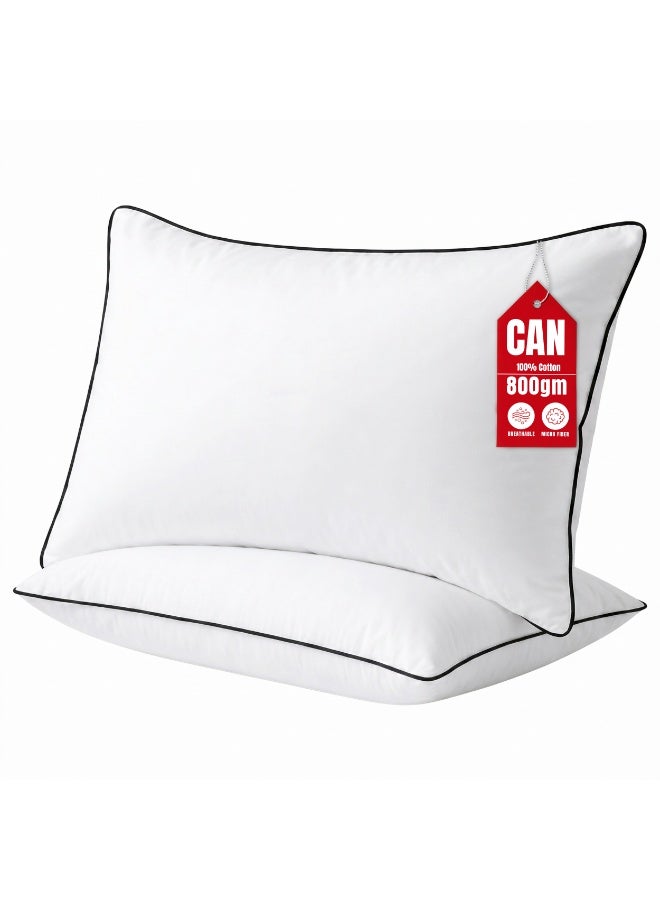 CAN Premium Soft Sleeping Pillow 800gsm Breathable Bed Pillow for Side Back and Stomach Sleepers Hypoallergenic Comfortable Hotel Quality Pillow for Home Bedroom and Guest Room - Image 1