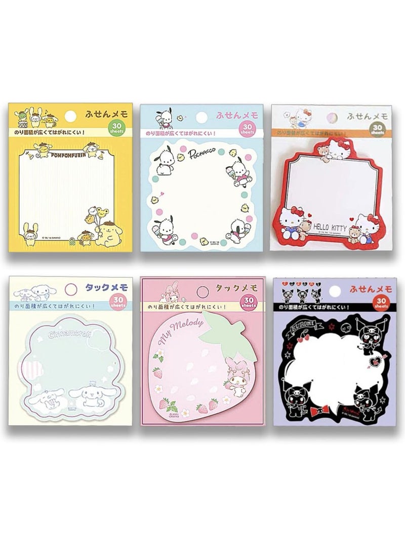 SYOSI 6 Pack Lovely Sticky Notes, 180 Sheets Cartoon Animal Series Personalized Sticky Notes, Kawaii Note Pads for Girls, Kids, Students, Funny School Supplies and Office Supplies (Style-B) - Image 1