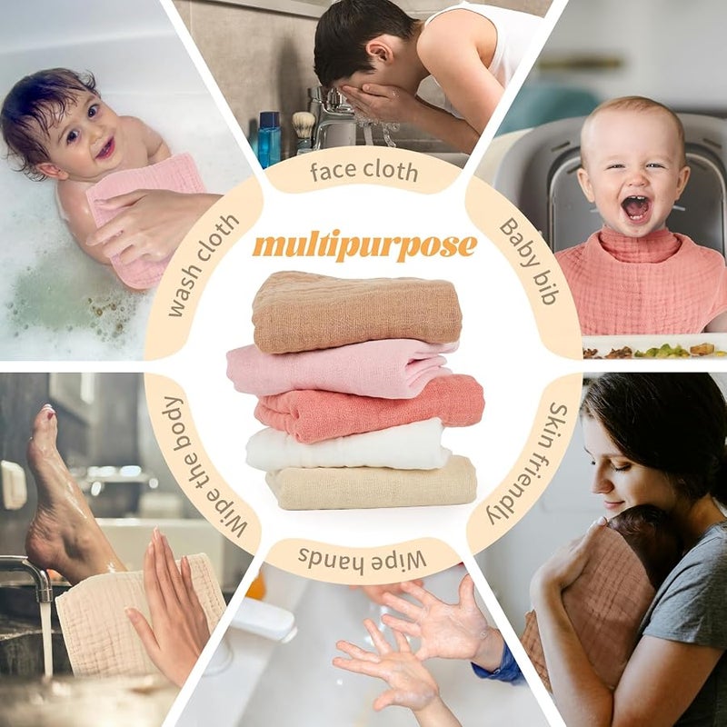 MIGIOL Muslin Burp Cloths 100% Cotton Baby Burp Cloths Soft, Absorbent 10x20 inches for Girls and Boys Baby Essentials - Image 4