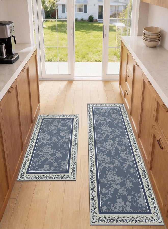SAIKOOWA Kitchen Mats for Floor,Kitchen Rugs Mat Non Slip Washable Set of 2 PCS, Absorbent Runner Rugs for Kitchen, Front of Sink, 17.3"x 47"+17.3"x 30" Orchid - Image 2