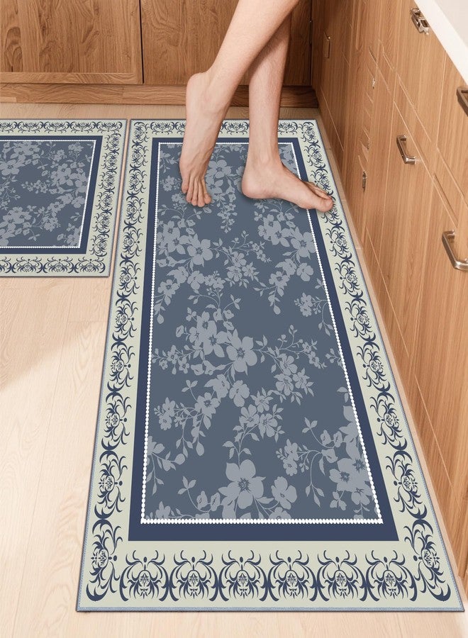 SAIKOOWA Kitchen Mats for Floor,Kitchen Rugs Mat Non Slip Washable Set of 2 PCS, Absorbent Runner Rugs for Kitchen, Front of Sink, 17.3"x 47"+17.3"x 30" Orchid - Image 1