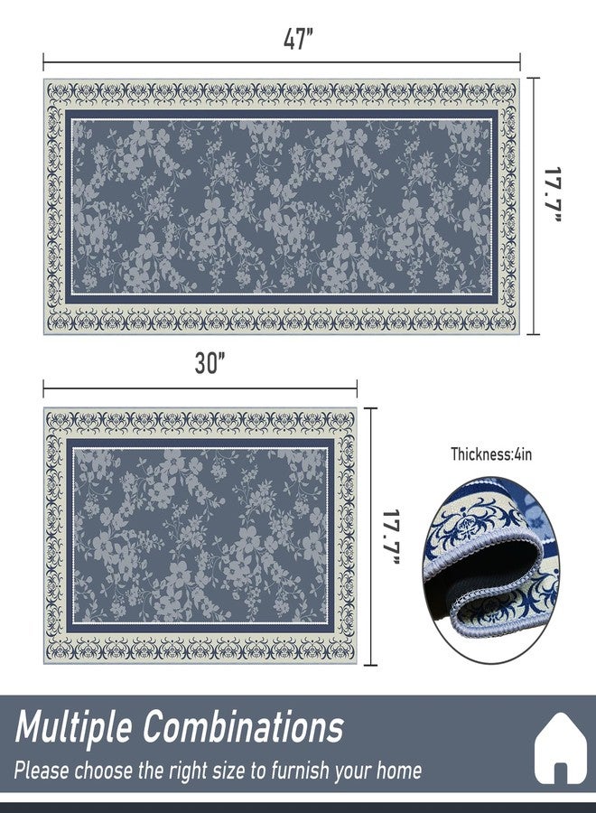 SAIKOOWA Kitchen Mats for Floor,Kitchen Rugs Mat Non Slip Washable Set of 2 PCS, Absorbent Runner Rugs for Kitchen, Front of Sink, 17.3"x 47"+17.3"x 30" Orchid - Image 3
