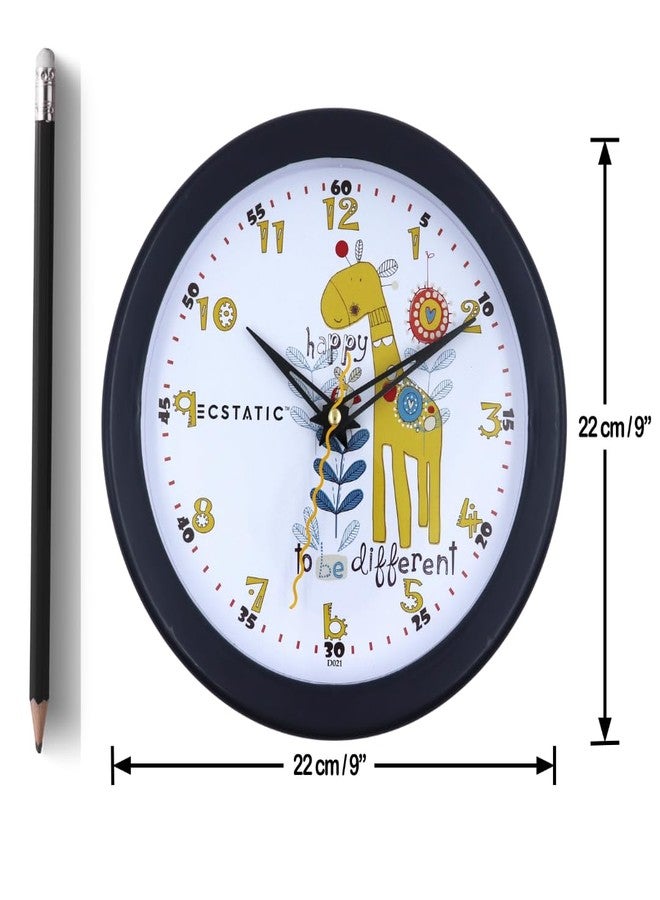 ECSTATIC Wall Clock | 9 inch | Analog | Kids Room | Preschool | Playschool | Study Room | Office Room | Home | Kitchen | Bedroom | Birthday Gift | Stylish | Kids Friendly Clock (Black) - Image 2