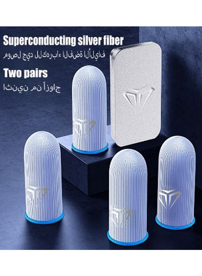 2 Pair Mobile Game Touch Screen Finger Sleeve, Super Highly Sensitive Feelers Smooth Operation Sweat Absorbing Odorless Breathable Seamless Touch Screen Finger Sleeve, For Pubg and Other Games Play  - Image 1