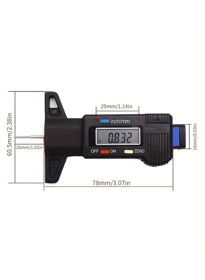 2PCS Black Digital Tire Tread Depth Gauge with LCD Display MM Inch Conversion - Image 4