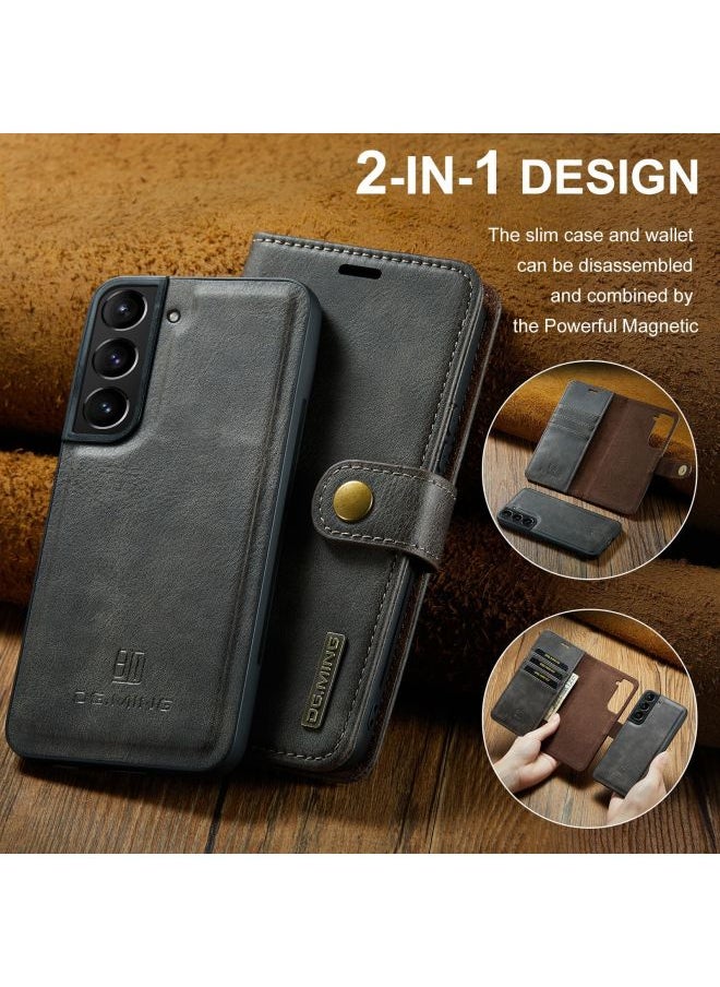 For Samsung S23 High-end Craft Protective Case S22 Two-in-One Phone Case S21 Ultra Split Leather Case-Color:Black-Applicable Model:A52 5G/4G