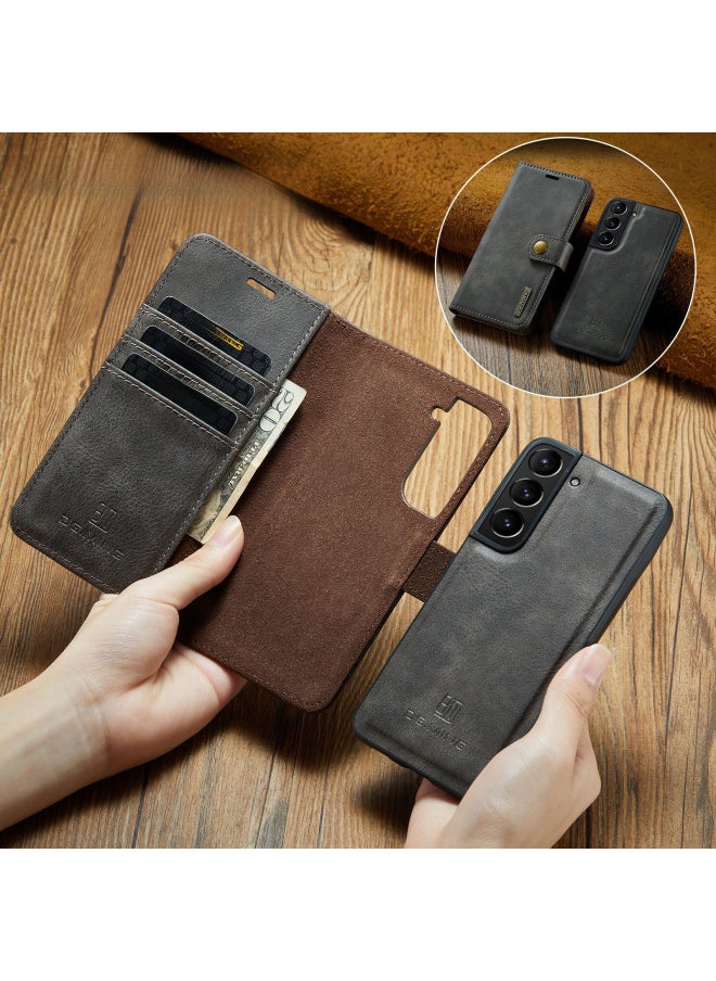 For Samsung S23 High-end Craft Protective Case S22 Two-in-One Phone Case S21 Ultra Split Leather Case-Color:Black-Applicable Model:A52 5G/4G