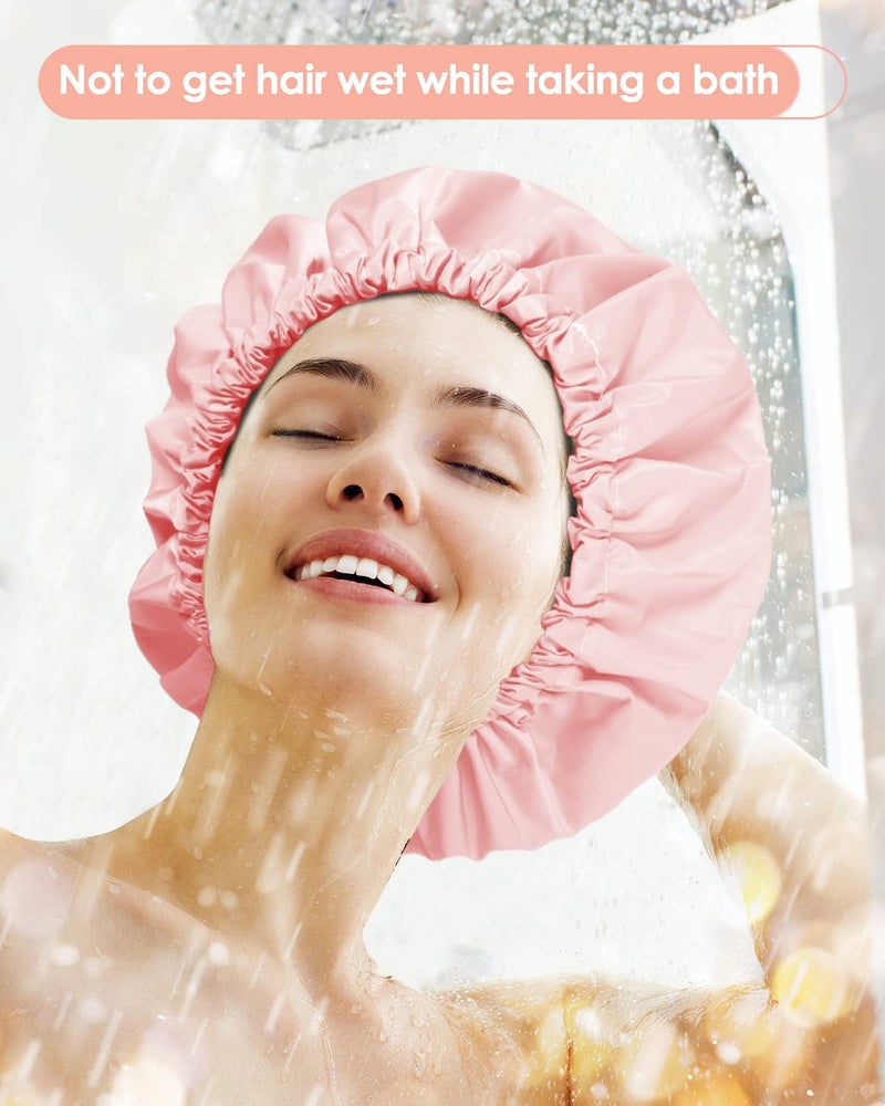 Aquior Shower Cap, Reusable Shower Cap for Women,Men, Waterproof Layer Hair Cap, Large Size for Long Hair, Braids, Curly, or Short Hair, for Girls Spa Home Salon Use (Black) - Image 5