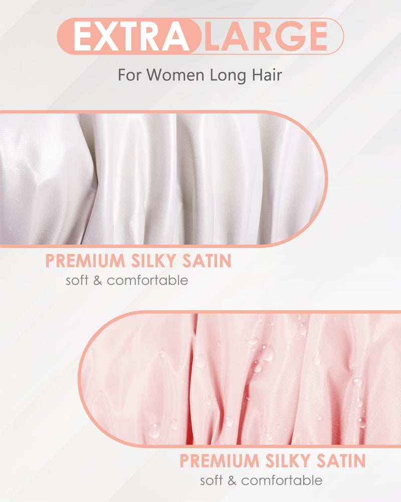 Aquior Shower Cap, Reusable Shower Cap for Women,Men, Waterproof Layer Hair Cap, Large Size for Long Hair, Braids, Curly, or Short Hair, for Girls Spa Home Salon Use (Black) - Image 3