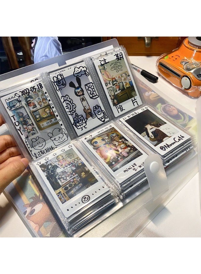 ألبوم صور فوري صغير، 120 جيبًا يتسع لـ 240 صورة، مناسب لصور Fujifilm Instax Mini والبطاقات الصغيرة وبطاقات المشاهير وتذاكر السينما والقطارات وبطاقات التذكارات، بتصميم أنيق قابل للتخصيص DIY، اللون الأبيض - Image 1