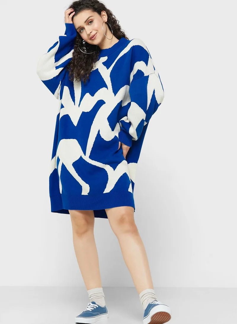 MONKI High Neck Printed Knitted Dress for Women | Best Price Oman MONKI High Neck Printed Knitted Dress for Women | Best Price Oman