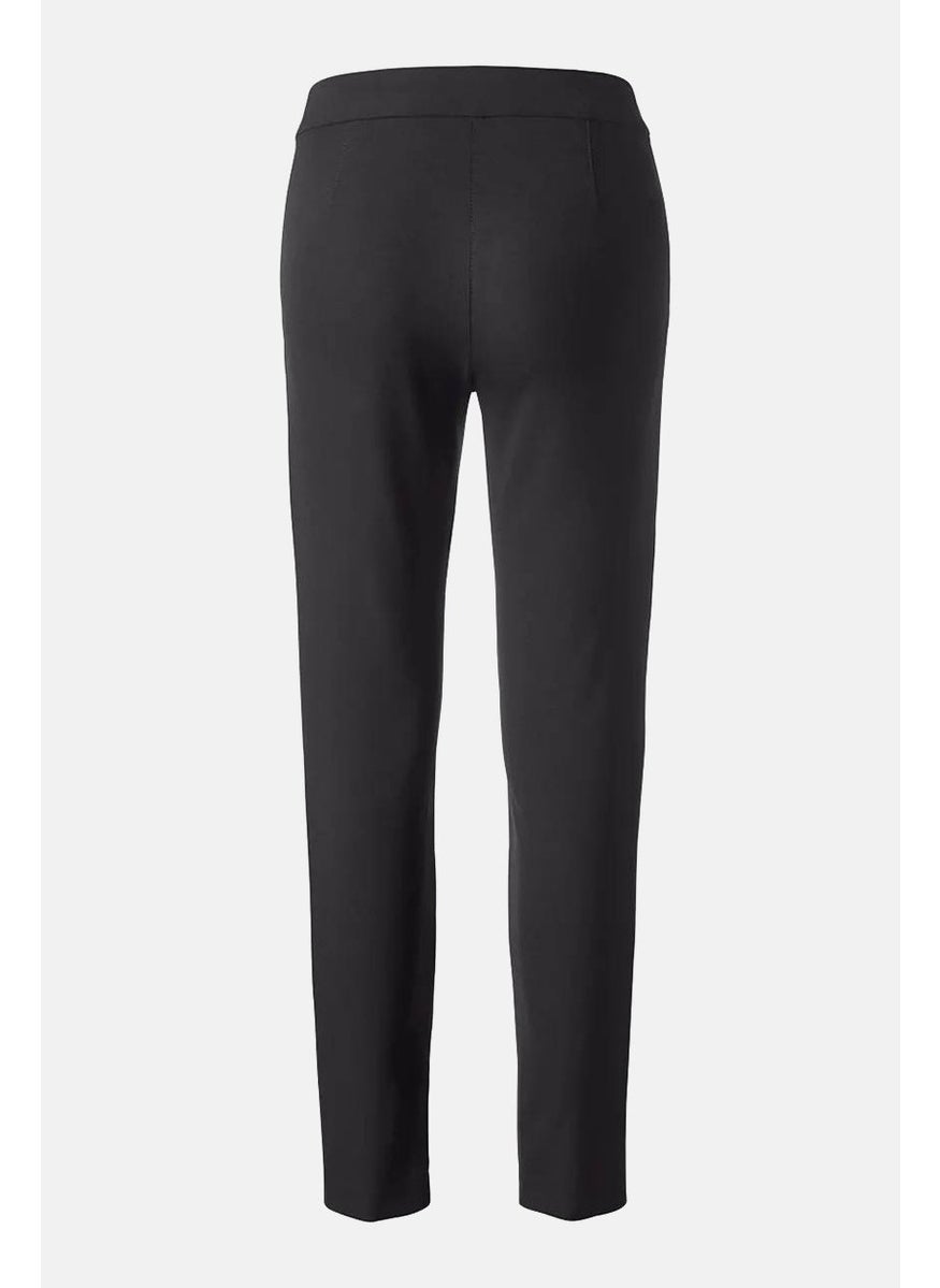 Tchibo Women Regular Fit Plain Dress Pants, Black  - Image 3