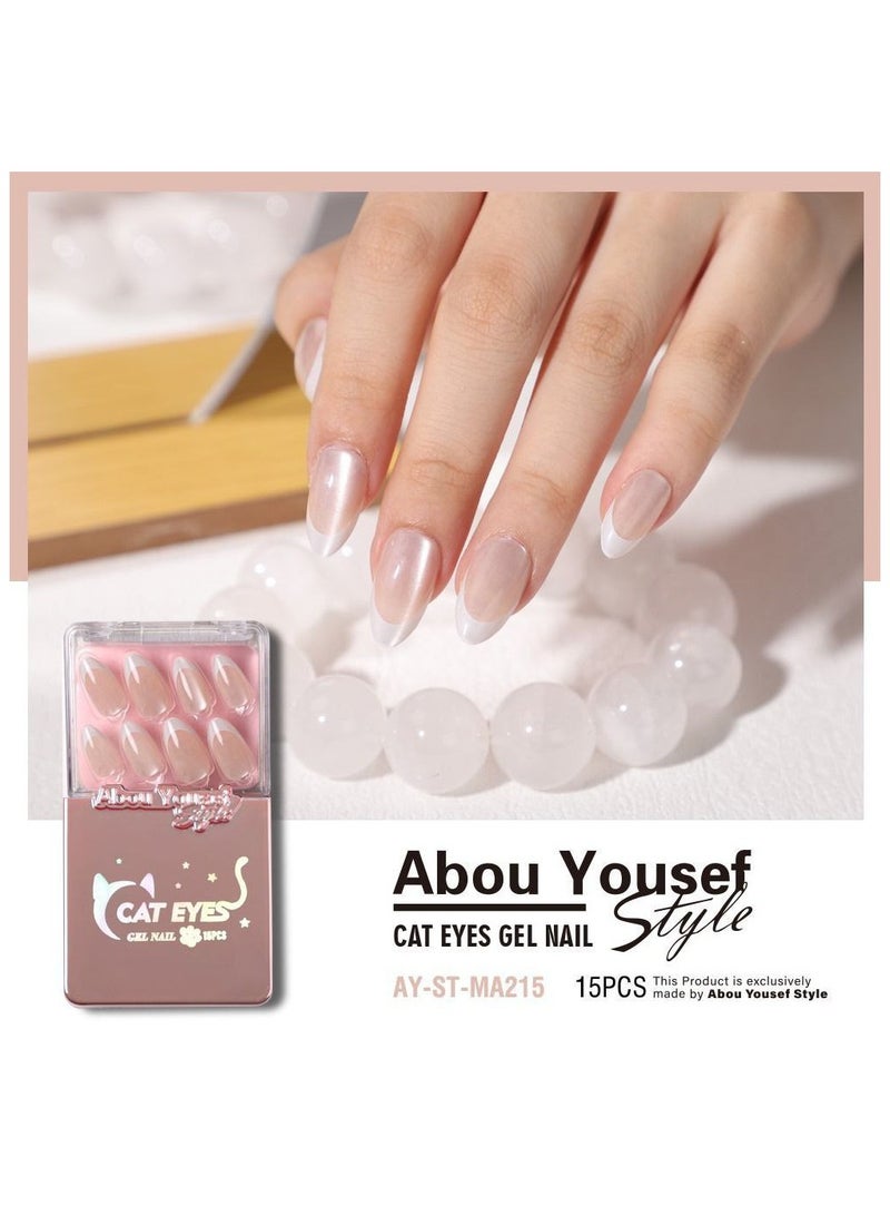 Abou Yousef Style Cat Eyes Gel nail 15PCS with double face - Image 1