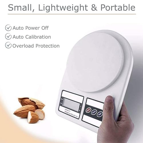 Bulfyss Kitchen Scale Multipurpose Portable Electronic Digital Weighing Scale | Weight Machine With Back light LCD Display | White | 10 kg - Image 4
