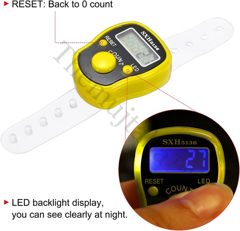 TheMujtaba Digital Tasbeeh Hand Tally Counter Finger Ring Digital Counting Machine Counter Tasbeeh & Jaap mala for Counting Purpose with LED (Yellow) - Image 4