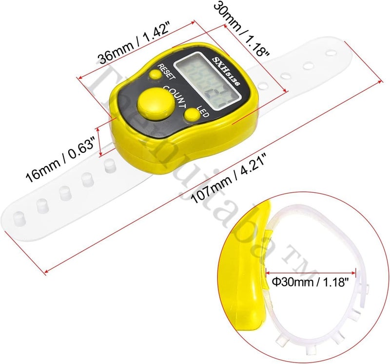 TheMujtaba Digital Tasbeeh Hand Tally Counter Finger Ring Digital Counting Machine Counter Tasbeeh & Jaap mala for Counting Purpose with LED (Yellow) - Image 2