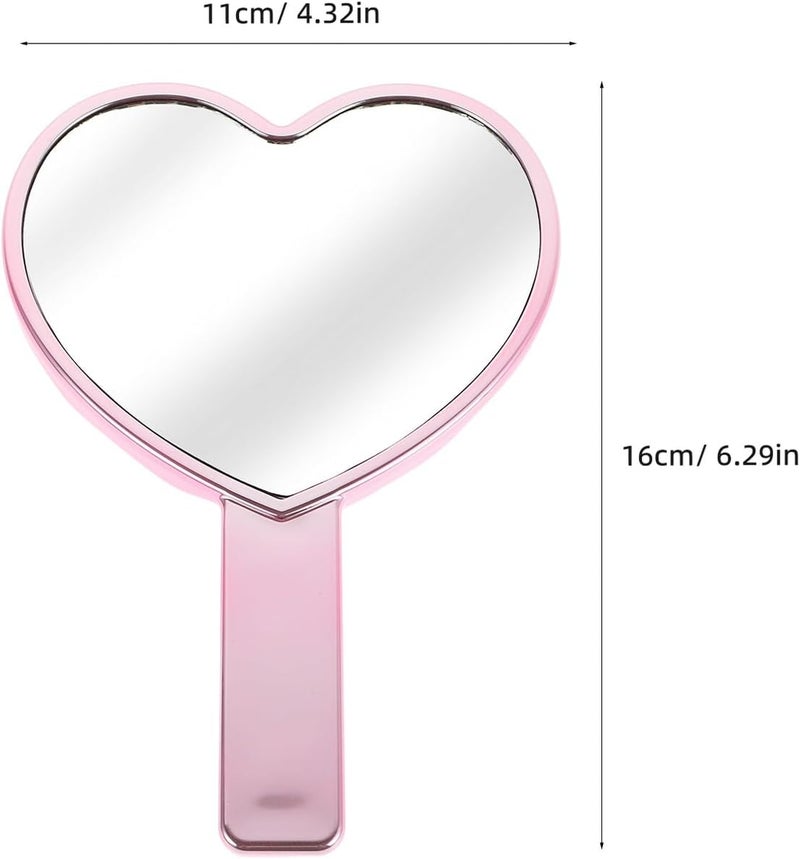 GALPADA Portable Heart-Shaped Hand Mirror with Handle Electroplated Pink Cosmetic Mirror for High Definition Lightweight and Compact for Travel and Daily Use - Image 2