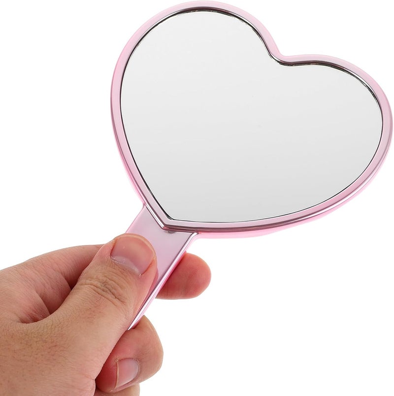 GALPADA Portable Heart-Shaped Hand Mirror with Handle Electroplated Pink Cosmetic Mirror for High Definition Lightweight and Compact for Travel and Daily Use - Image 3