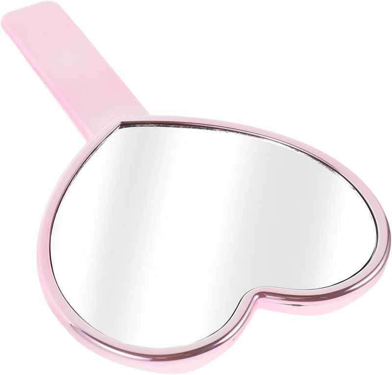 GALPADA Portable Heart-Shaped Hand Mirror with Handle Electroplated Pink Cosmetic Mirror for High Definition Lightweight and Compact for Travel and Daily Use - Image 1