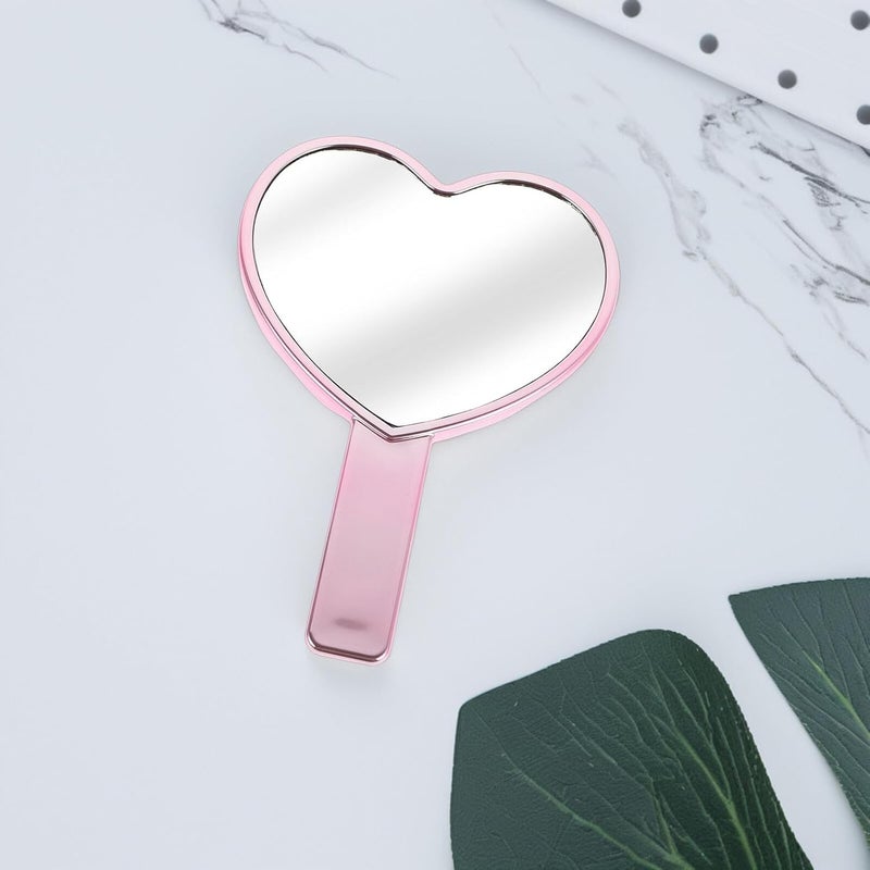 GALPADA Portable Heart-Shaped Hand Mirror with Handle Electroplated Pink Cosmetic Mirror for High Definition Lightweight and Compact for Travel and Daily Use - Image 4