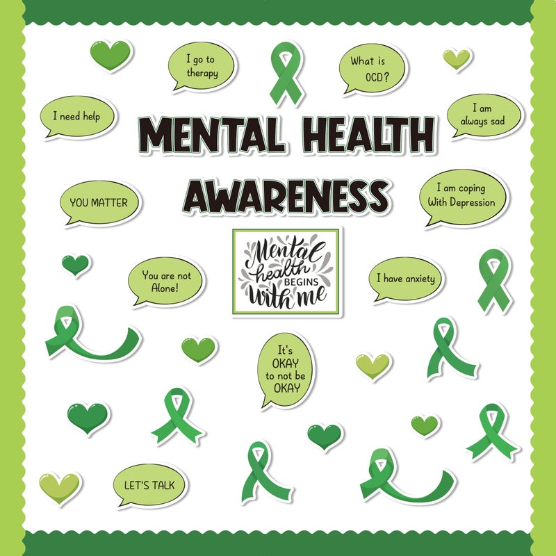 CPicdn Mental Health Bulletin Board 71Pcs Motivational Bulletin Board Classroom Decoration Mental Health Awareness Inspirational Positive Sayings Cutout for School Office Classroom Wall Door Decor - Image 2
