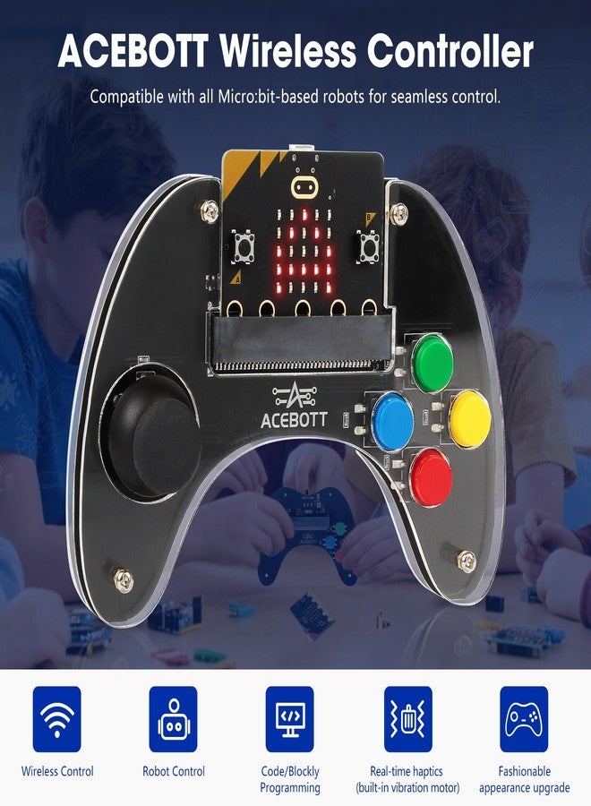 ايسبوت وحدة تحكم لاسلكية ACEBOTT لمجموعة Micro:bit، مجموعة روبوت برمجة STEM متوافقة مع Makecode، جهاز تحكم عن بعد لتعلم البرمجة، هدايا للأطفال والمراهقين (تتضمن Micro:bit) - Image 2
