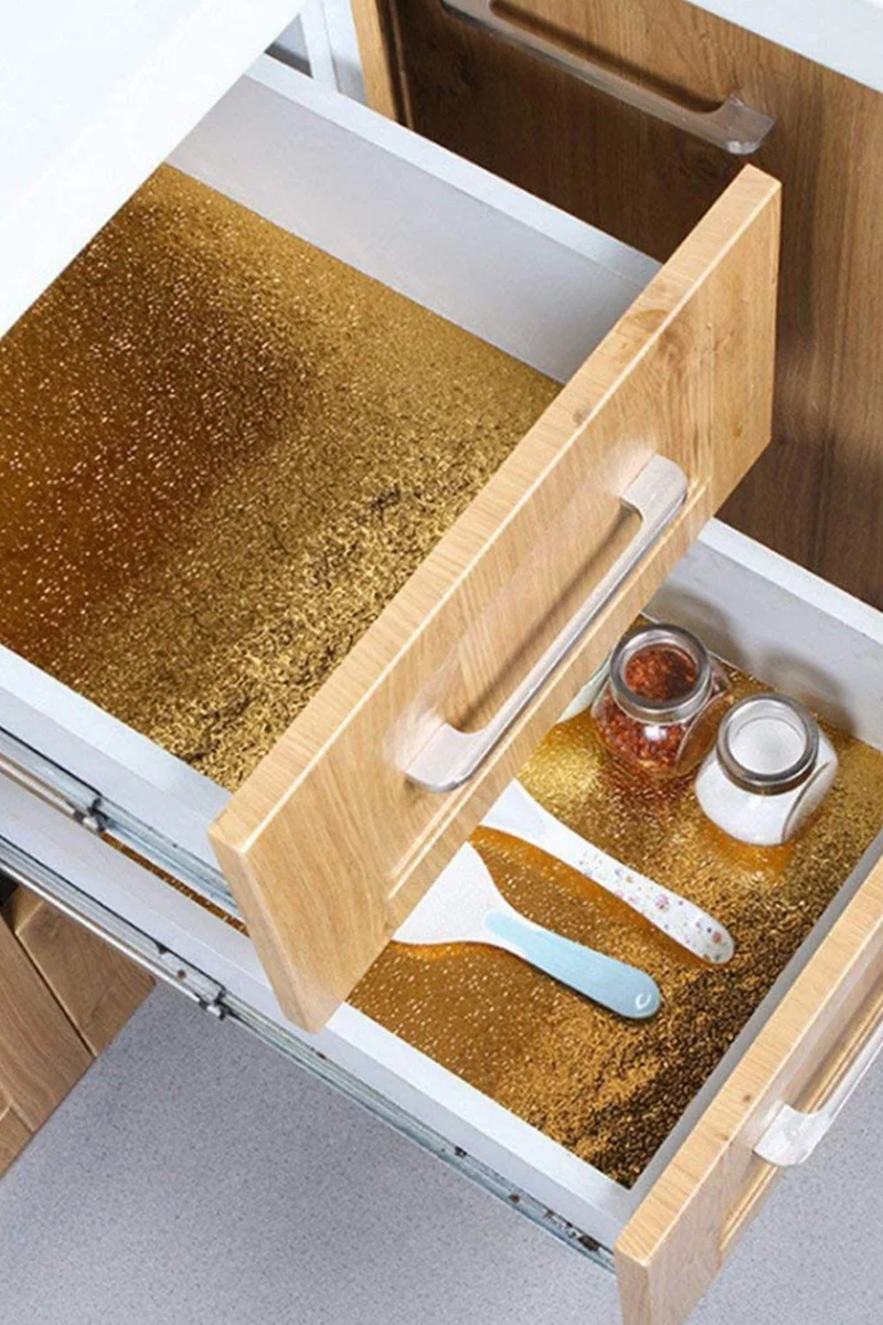 Mobee Adhesive Gold Kitchen Countertop Foil 1m x 40CM Modern Design Easy to Apply Foil