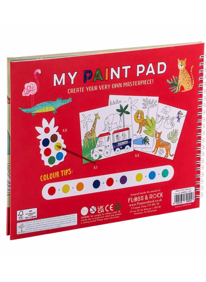 Floss & Rock Jungle My Painting Pad | Reusable Water Reveal Activity Book for Kids 3+ | Mess-Free Painting with Water Brush Pen & Jungle-Themed Pages