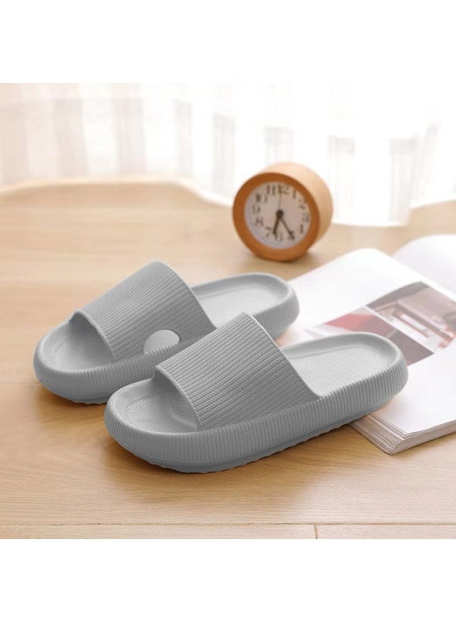 4cm Cross-mirror Thick-soled Slippers For Women, Summer Home Household Soft-soled Slippers, Bathing Eva Anti-slip Slippers For Men