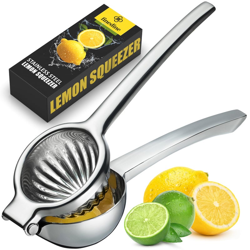 FINEDINE Premium Stainless Steel Lemon Squeezer  Heavy Duty Lime Squeezer Stainless Steel With Comfortable Handle For Extracting All Juice Possible  Every Day Manual Fruit Squeezer for Small Oranges - Image 1