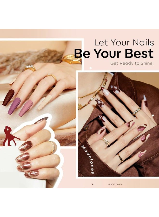 modelones Gel Nail Polish Set -6 Colors Nude Brown Gel Polish Kit Neutral Raspberries Purple Pearl Glitter Nail Polish Soak Off LED Starter Kit Manicure Nail Art Salon DIY Gift - Image 3