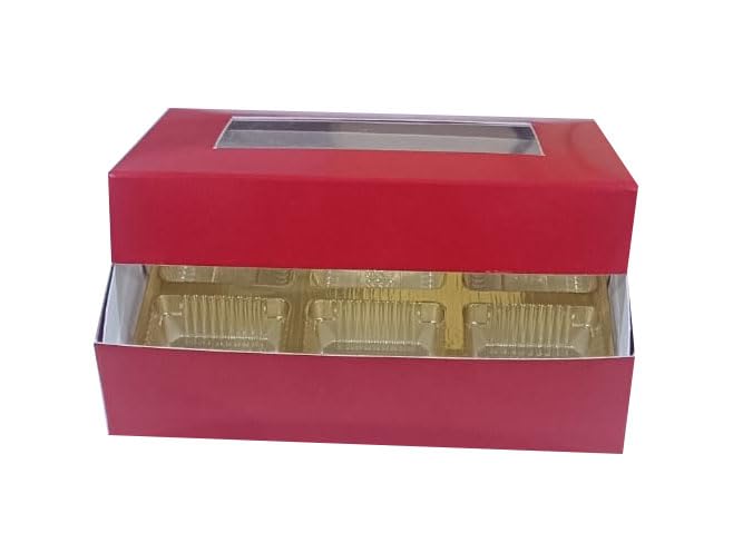 NIPS PACKAGING PVT LTD شركة نيبس للتغليف | صناديق شوكولاتة فارغة 6 تجويفات - لون أحمر مع نافذة (60) - Image 3
