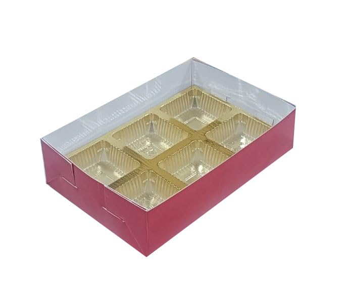 NIPS PACKAGING PVT LTD شركة نيبس للتغليف | صناديق شوكولاتة فارغة 6 تجويفات - لون أحمر مع نافذة (60) - Image 4