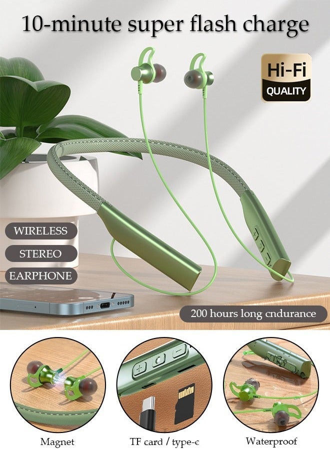 كيلا سماعات رأس لاسلكية تعمل بتقنية البلوتوث مع سماعات أذن قابلة للسحب لإلغاء الضوضاء وسماعات أذن ستيريو مقاومة للعرق مع ميكروفون للجري في الصالة الرياضية والمكتب باللون الأخضر - Image 1