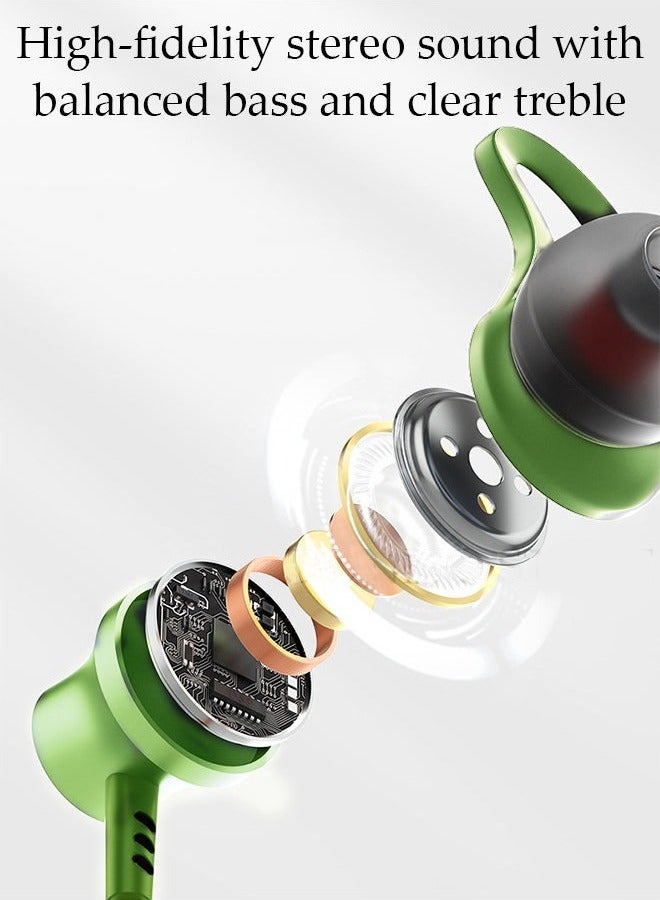 كيلا سماعات رأس لاسلكية تعمل بتقنية البلوتوث مع سماعات أذن قابلة للسحب لإلغاء الضوضاء وسماعات أذن ستيريو مقاومة للعرق مع ميكروفون للجري في الصالة الرياضية والمكتب باللون الأخضر - Image 4