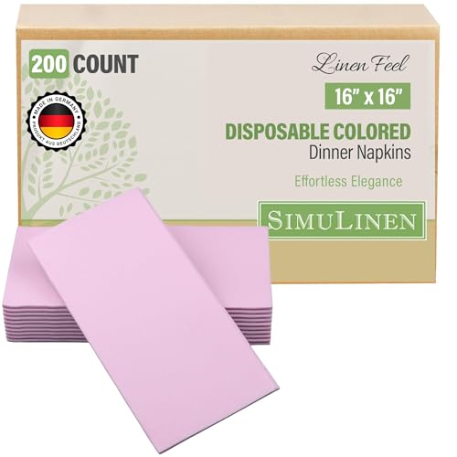 SimuLinen Blush Pink Linen Feel Disposable Dinner Napkins - Cloth-Like Kosher Napkins for Celebrations, Weddings, and Showers, 16"x16", Box of 50 - Image 1