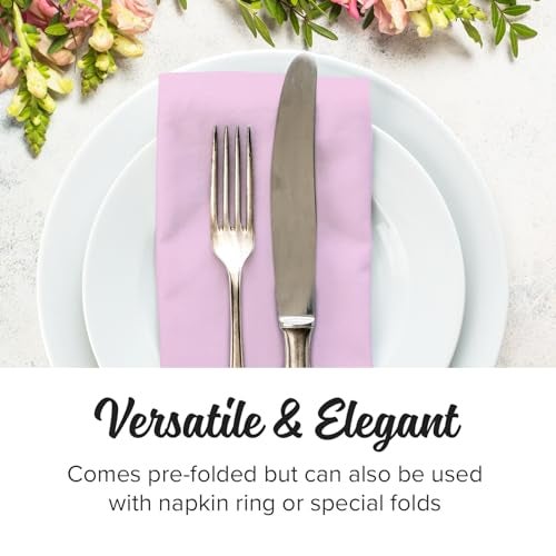 SimuLinen Blush Pink Linen Feel Disposable Dinner Napkins - Cloth-Like Kosher Napkins for Celebrations, Weddings, and Showers, 16"x16", Box of 50 - Image 2